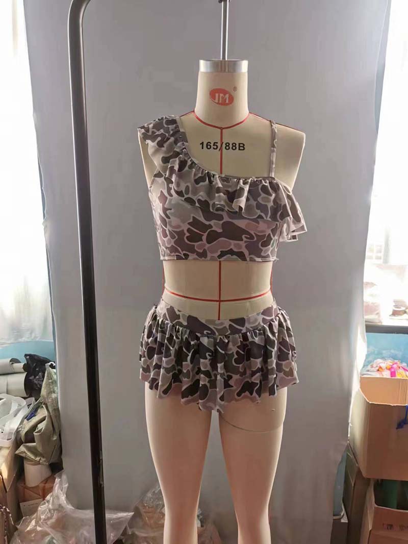 S0078 Baby Girl Camo Swimsuit Outfit