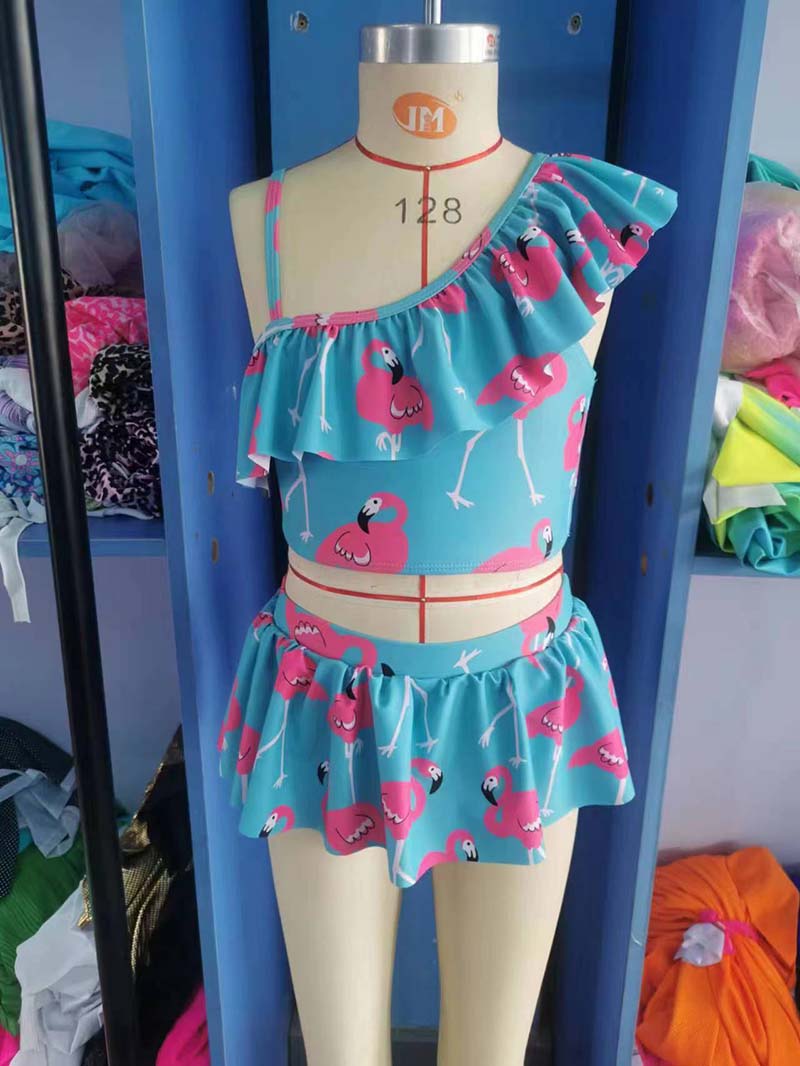 S0087 Baby Girl Flamingo Swimsuit Summer Outfit