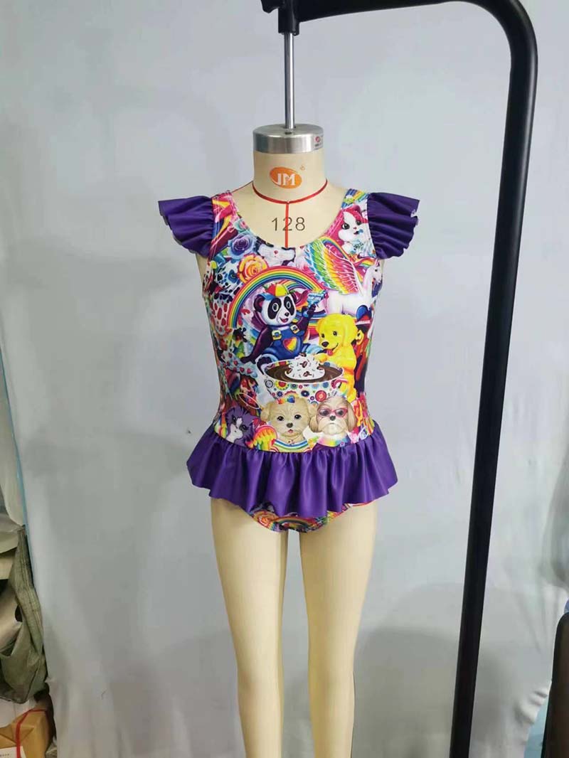 S0041 Baby Girl Cartoon Short Sleeves One Piece Swimsuit