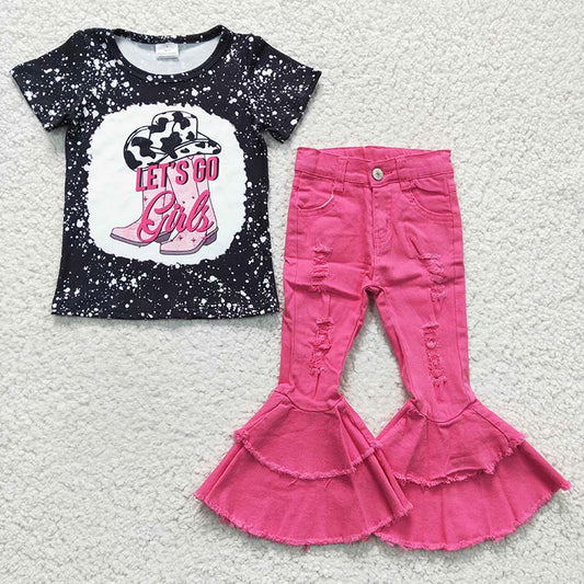 Let's Go Girl Pink Denim Pants Jeans Outfit