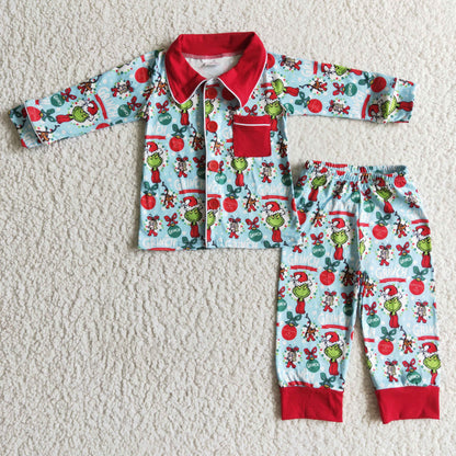 6 C11-17 Christmas Baby Boy Pants Pajamas Sleepwear Set