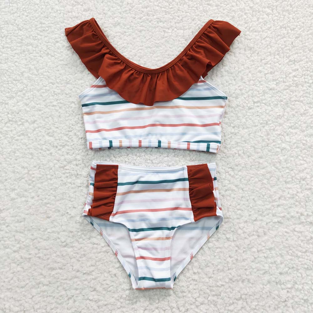 S0082 Baby Girl Striped Swimsuit Summer Outfit