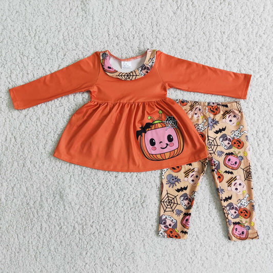 Halloween Baby Girl Orange Pants Outfit