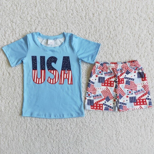 Baby Boy July 4th USA Summer Outfit