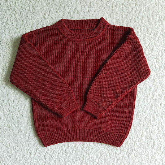 GT0035 Kids Dark Red Winter Fall Sweater