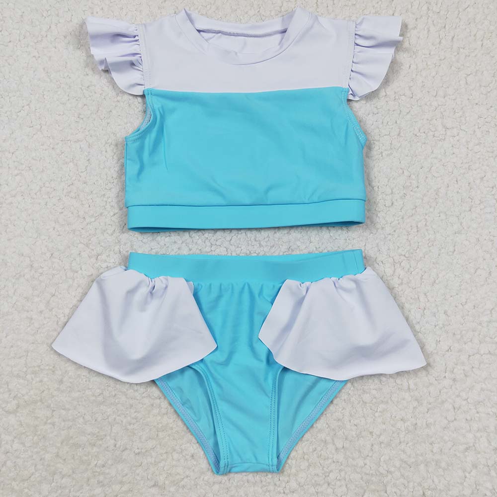 S0132 Baby Girl Princess Blue Swimsuit Summer Bathing Suit Outfit