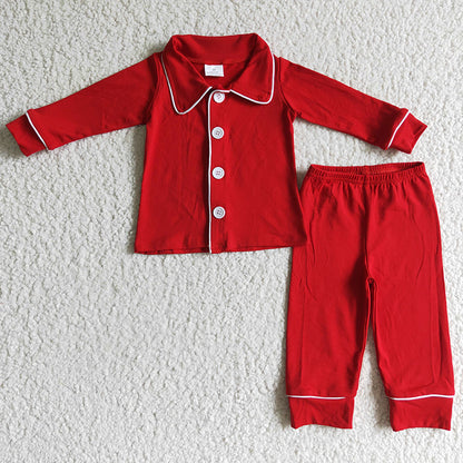 BLP0036 Baby Boy Red Cotton Christmas Pajamas Sleepwear