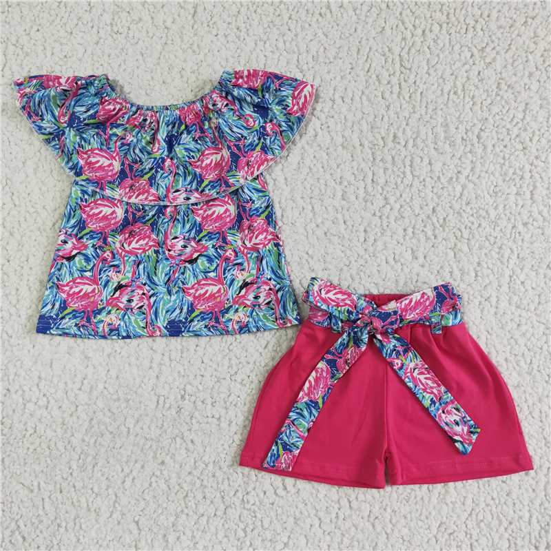 GSSO0101 Baby Girl Summer Rose Red Shorts Outfit