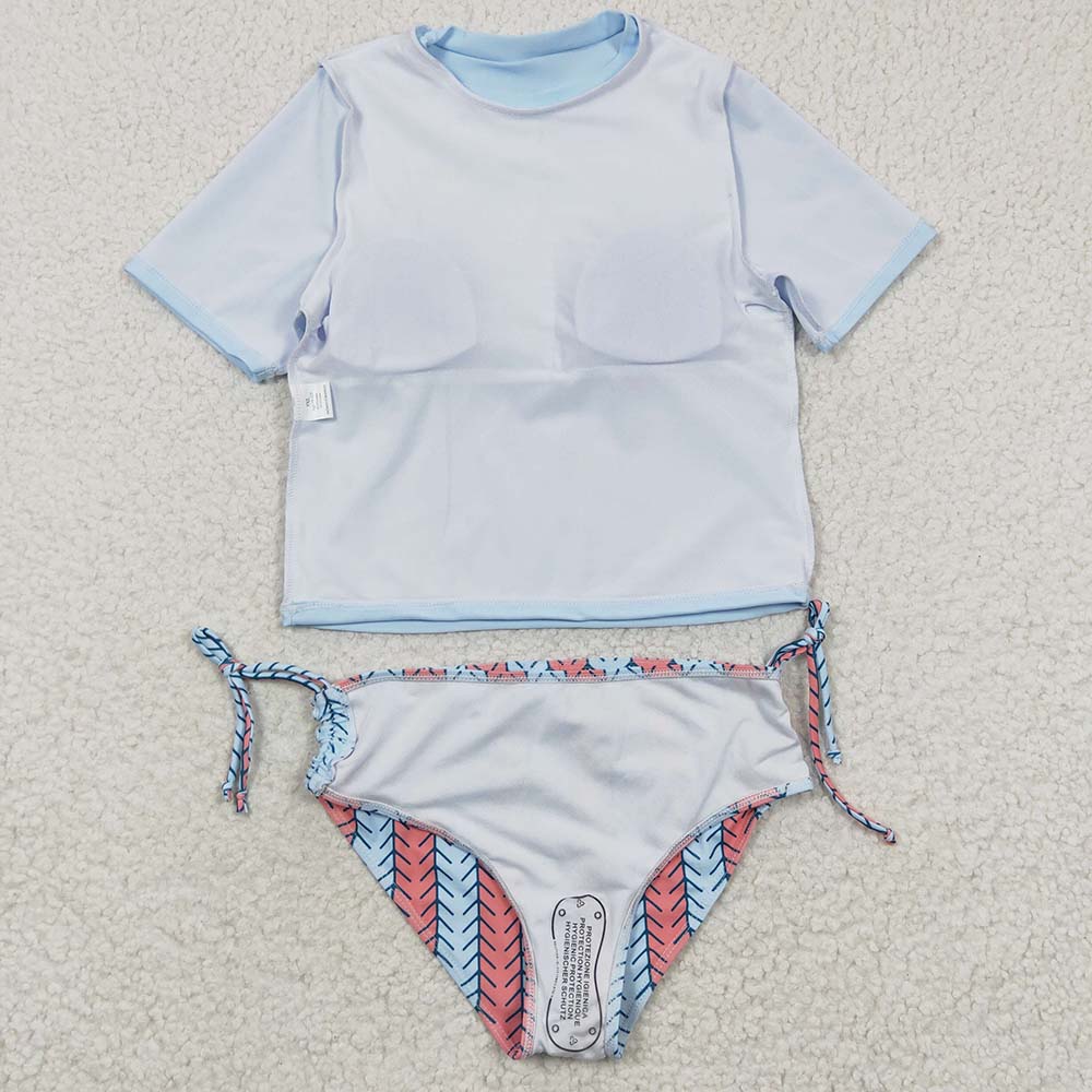 S0115 Baby Girl Rainbow Short Sleeves Top Bummie Shorts Swimsuit Summer Outfit