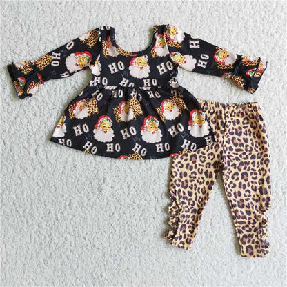 6 C7-36 Baby Girl Ho Christmas Santa Leopard Outfit