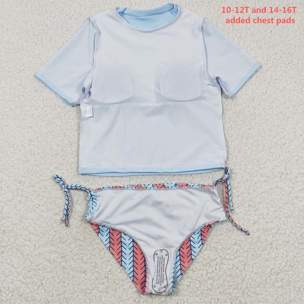 S0115 Baby Girl Rainbow Short Sleeves Top Bummie Shorts Swimsuit Summer Outfit