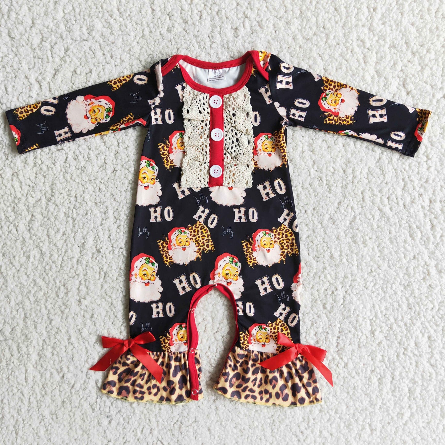 6 C7-36 Baby Girl Ho Christmas Santa Leopard Outfit