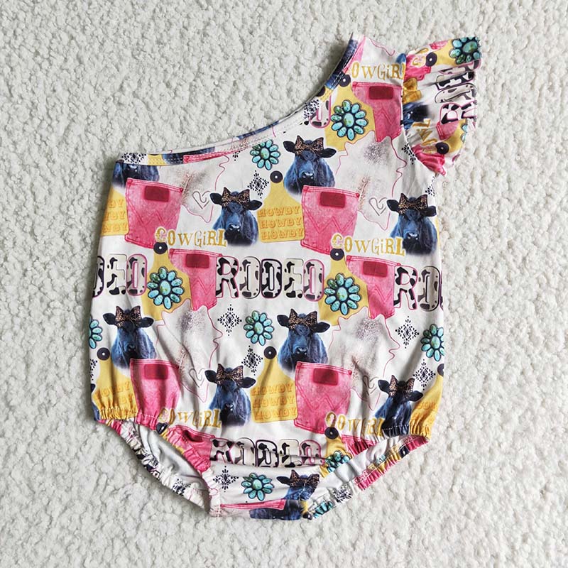 SR0059 Baby Girl Western Cow Romper