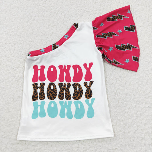 GT0165 Baby Girl Western Howdy One Shoulder Summer Top Shirt