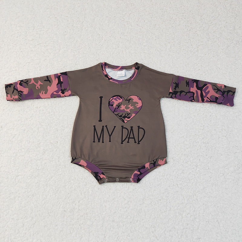 LR0237 I Love Dad Camo Baby Kids Romper