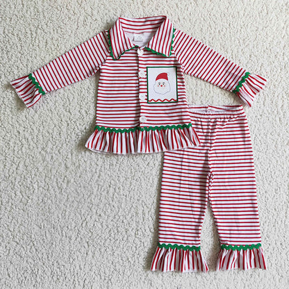 Promotion 6 A2-20 Christmas Santa Baby Boy Striped Pants Pajamas Sleepwear Set