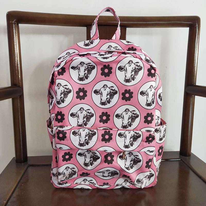 BA0035 Baby Kids Western Cow Flower back to school Bag Backpack