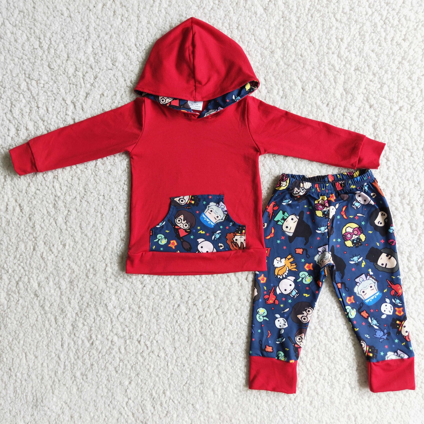 Promotion Baby Boy Long Sleeves Red hoodie pants outfit