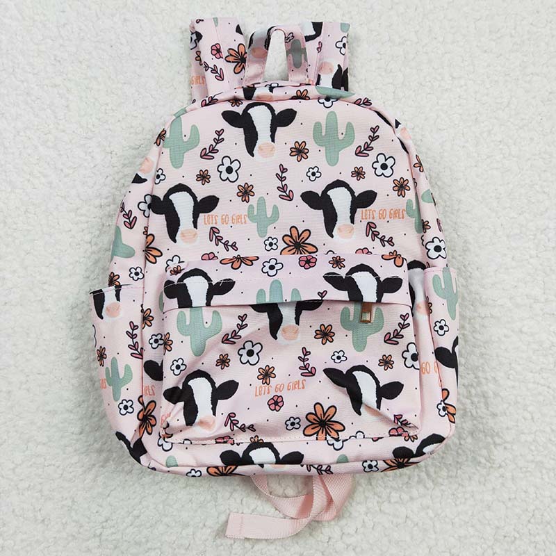 BA0036 Baby Kids Western Cow Flower back to school Bag Backpack