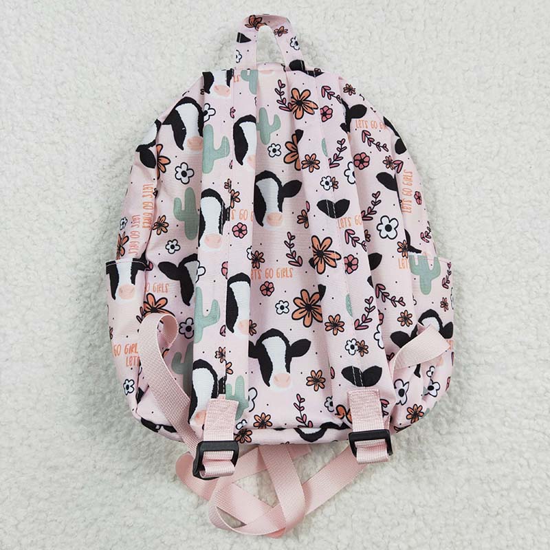 BA0036 Baby Kids Western Cow Flower back to school Bag Backpack