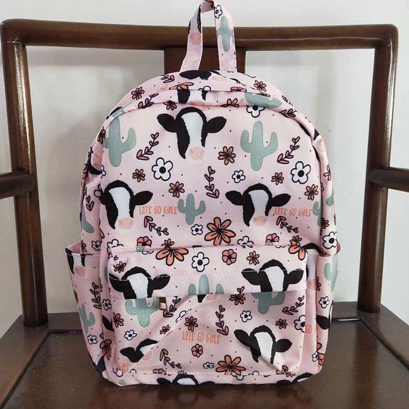 BA0036 Baby Kids Western Cow Flower back to school Bag Backpack