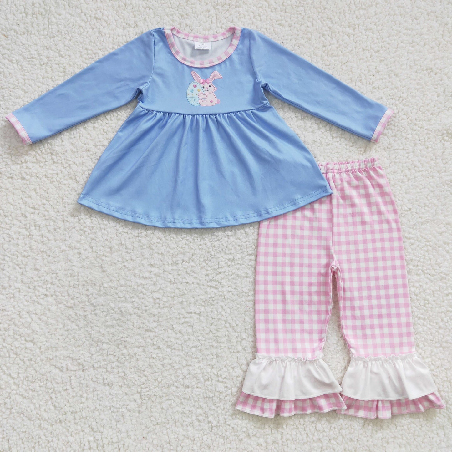 GLP0393 Easter Baby Girl Rabbit Bunny Long Sleeves Ruffle Pants Outfit