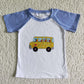 A11-9-2 Baby Boy Bus Car Blue Short Sleeve Shirt