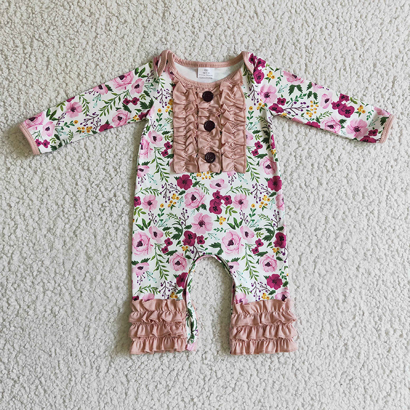 6 A22-3 Baby Girl Ruffle Flower Romper