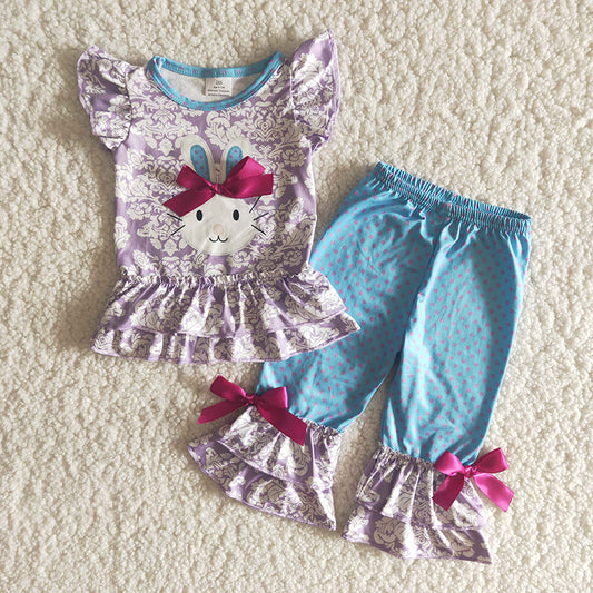 Easter Baby Girl Rabbit Bunny Purple Flower Set