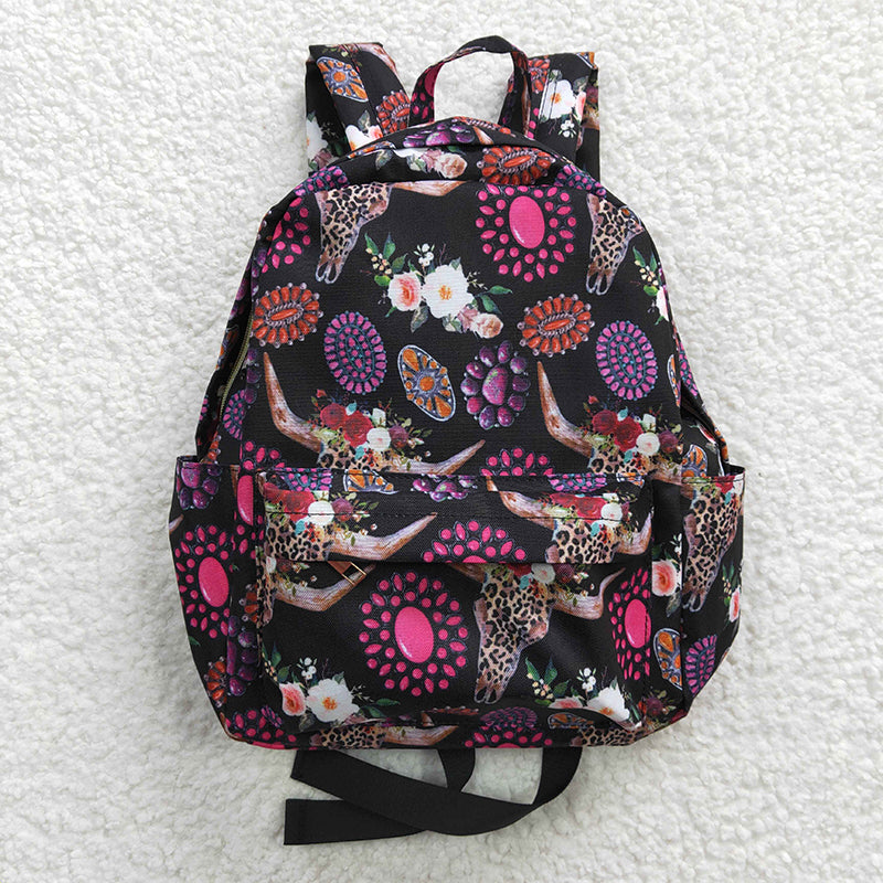 BA0042 Baby Kids Western Cow Floral back to school Bag Backpack