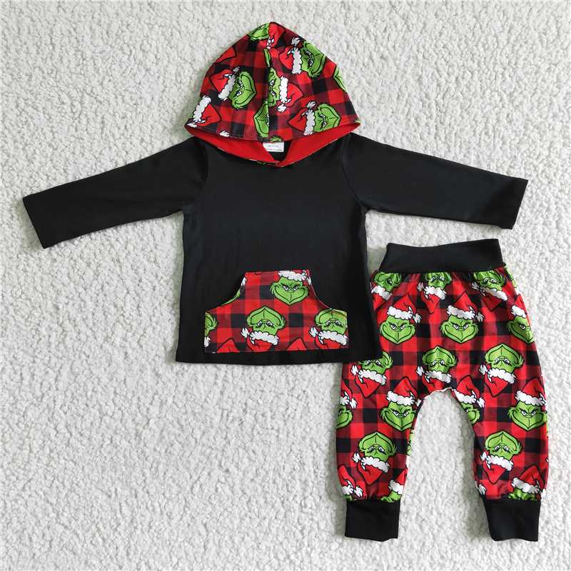 6 A10-29 Baby Boy Christmas Hoodie Outfit