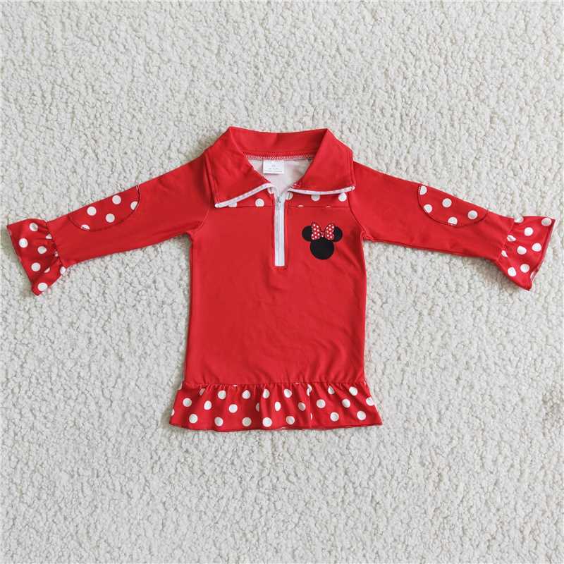 6 A11-3 Red Zipper Baby Girl Shirt