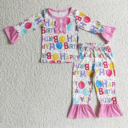 BLP0142 Baby Boy Happy Birthday Balloon Outfit Pajamas