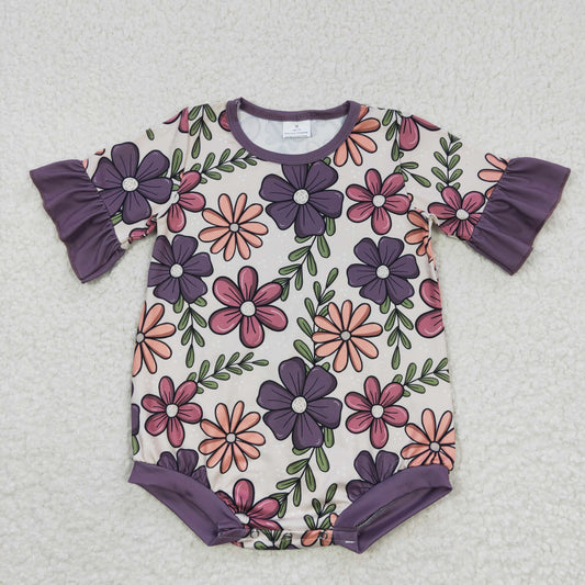 SR0168 Baby Girl Floral Short Sleeves Romper