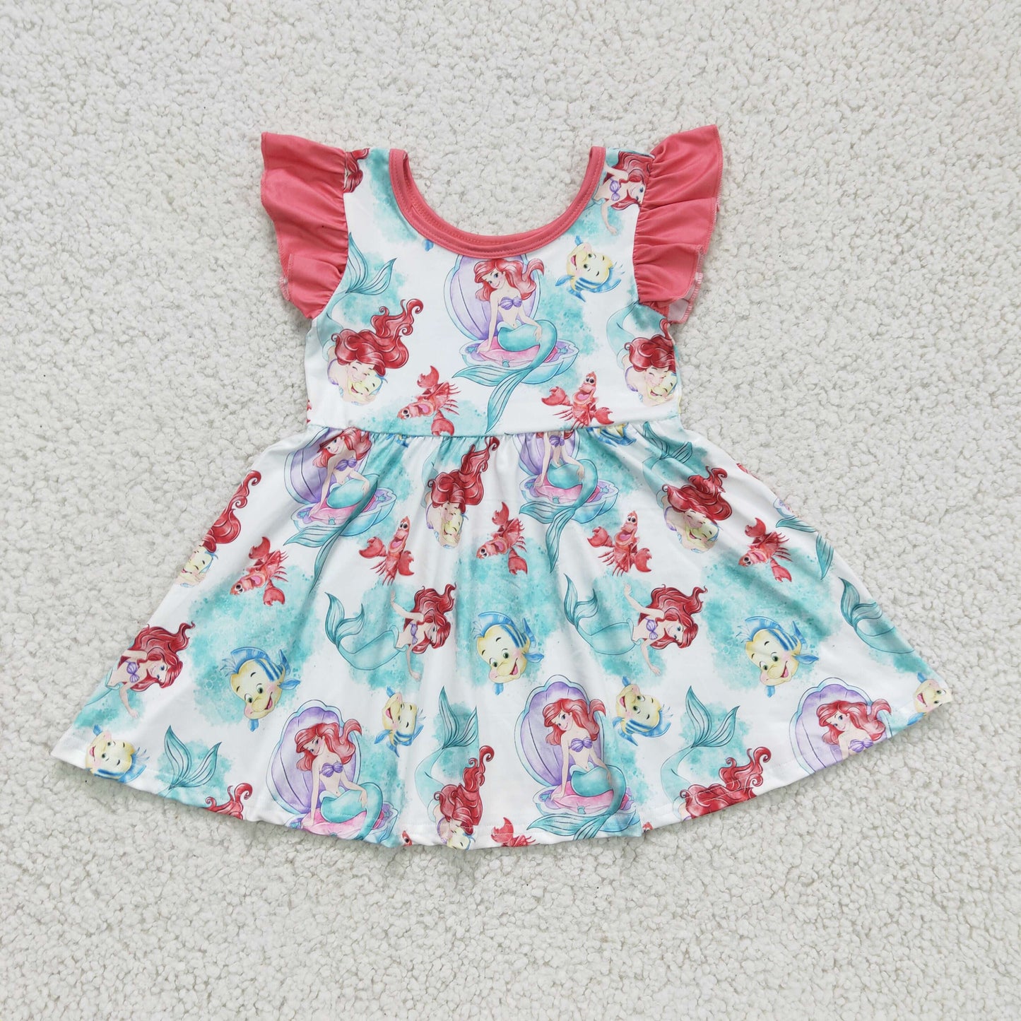 GSD0173 Baby Girl Mermaid Short Sleeves Twirl Dress