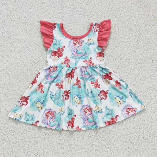 GSD0173 Baby Girl Mermaid Short Sleeves Twirl Dress