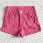 SS0013 Summer Baby Girl Pink Denim Ruffle Shorts