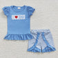 BSSO0172 Baby Boy Short Sleeves Embroidery I Love Dad Shorts Summer Outfit
