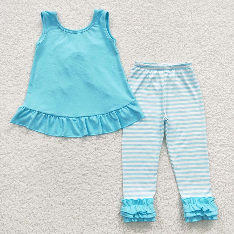 Baby Girl Cotton Sleeveless Open Back Top Striped Pants Outfit