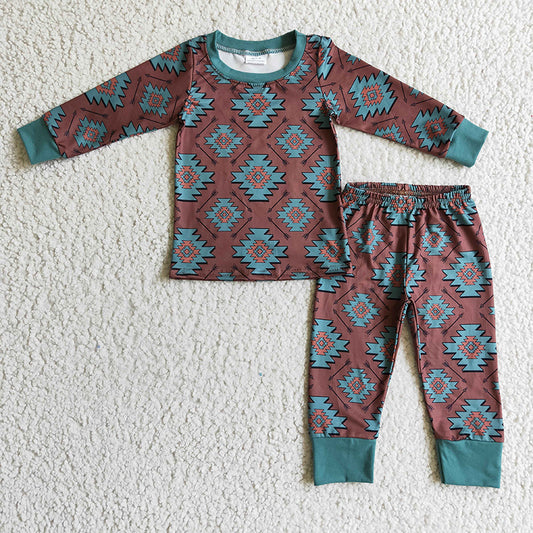 BLP0107 Baby Boy Southwest Print Pajamas Outfit