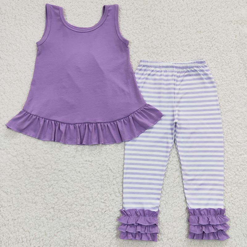 Baby Girl Cotton Sleeveless Open Back Top Striped Pants Outfit