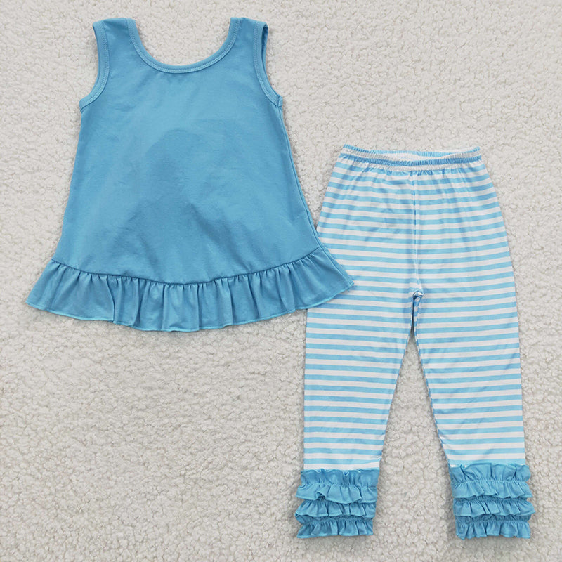 Baby Girl Cotton Sleeveless Open Back Top Striped Pants Outfit