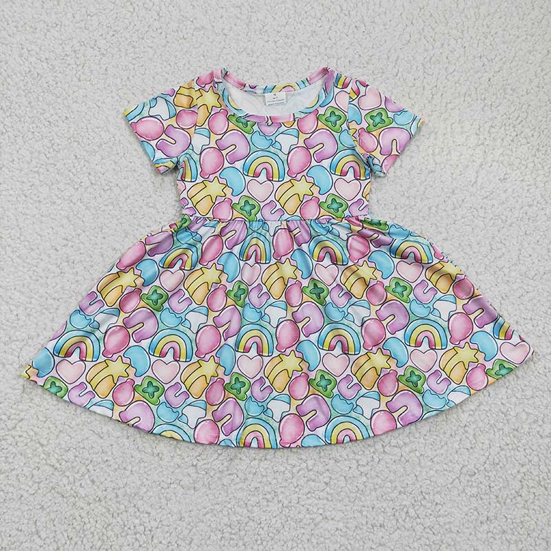 GSD0171 Baby Girl Rainbow St. Patrick's Short Sleeves Dress