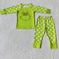 6 B7-2 Baby Boy Long Sleeves Christmas Green Face Shirt Stripes Pants Pajamas Set