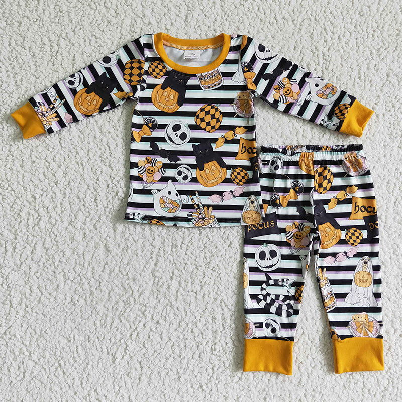 GLP0238 Baby Girls Halloween Pumpkin Pajamas