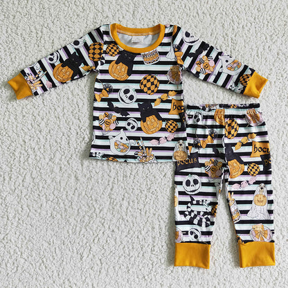 BLP0088 Baby Boy Halloween Pumpkin Pajamas