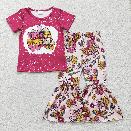 GSPO0414 Daddy's Girl Mommy's World Floral Bell Pants Outfit