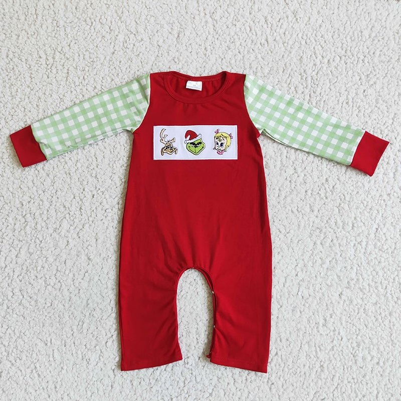 LR0019 Baby Boy Embroidery Christmas Romper