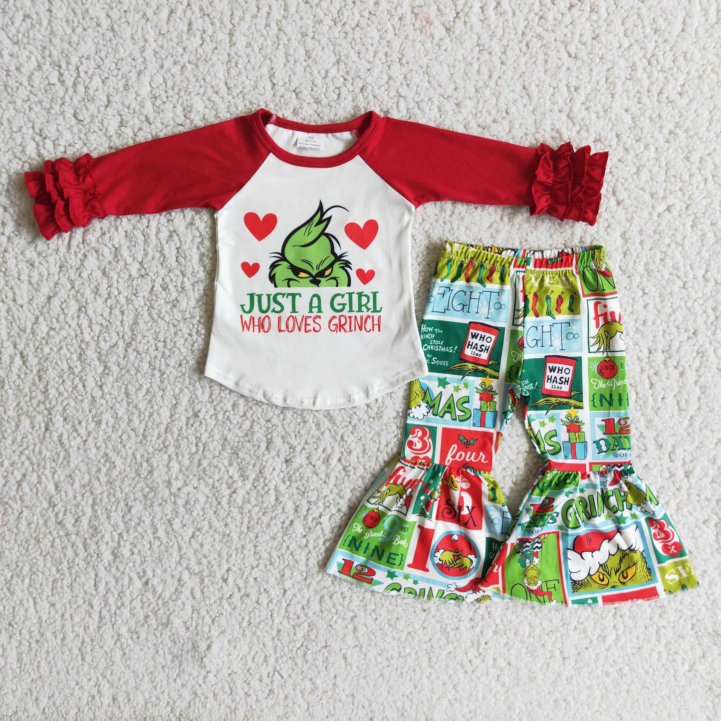 6 C7-19 Baby Girl Christmas Cartoon Pants Outfit