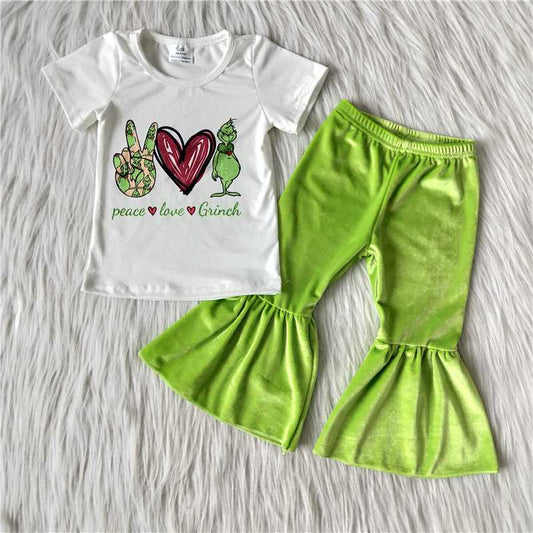 A0-2 Baby Girl Christmas Green Velvet Outfit